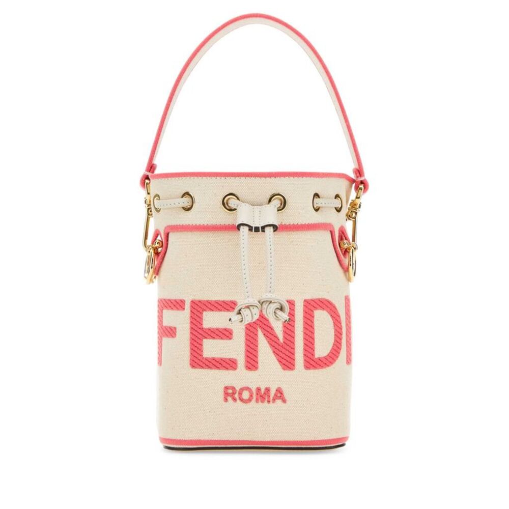Fendi Women Sand Canvas Mini Mon Tresor Bucket Bag